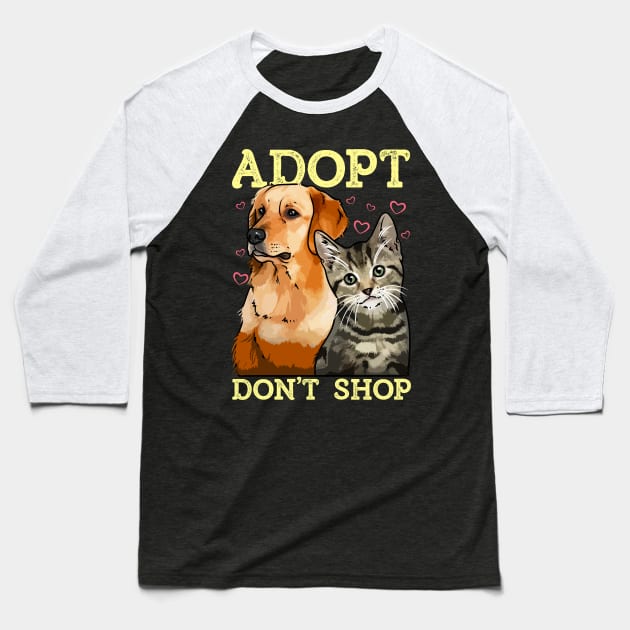 Adopt Don't Shop Cute Cat & Dog Rescue Adoption Baseball T-Shirt by theperfectpresents